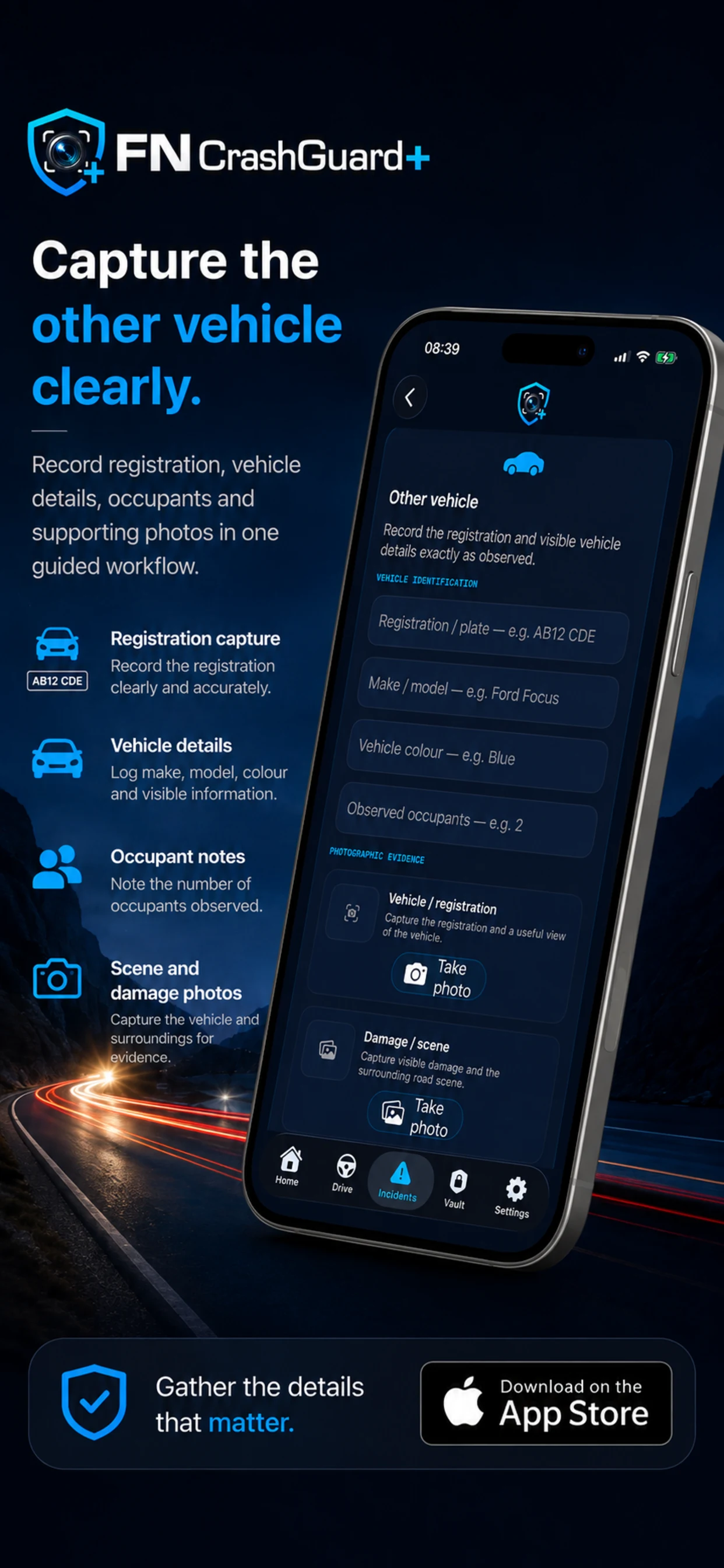 FN CrashGuard+ other vehicle capture promotional screen