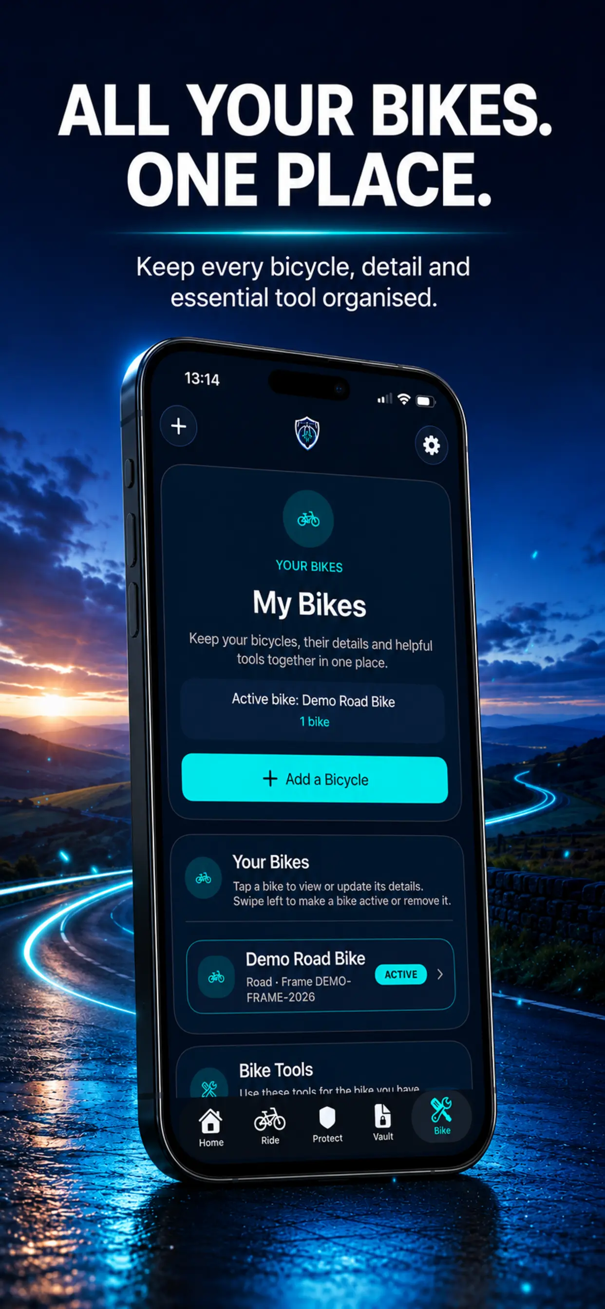 FN Cyclist+ bicycle management screen