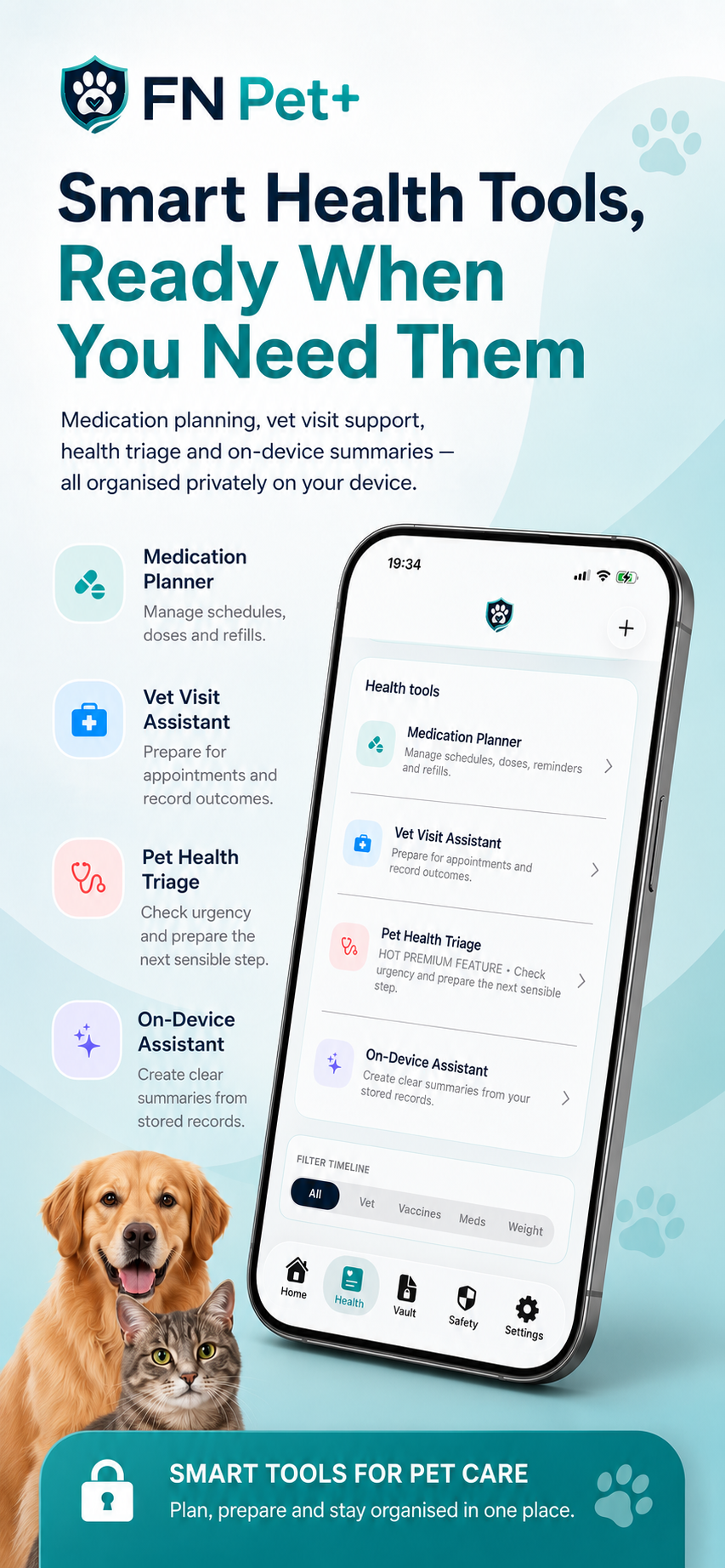 FN Pet Plus add health record promotional screen