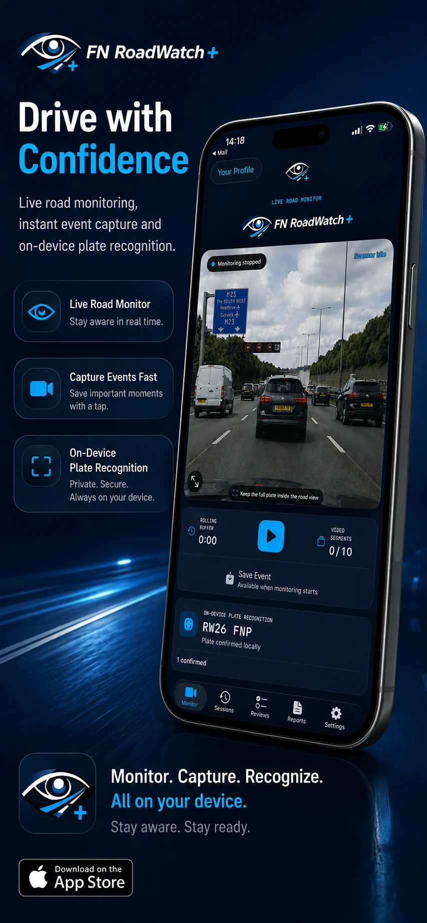 FN Roadwatch+ live road monitoring promotional screen