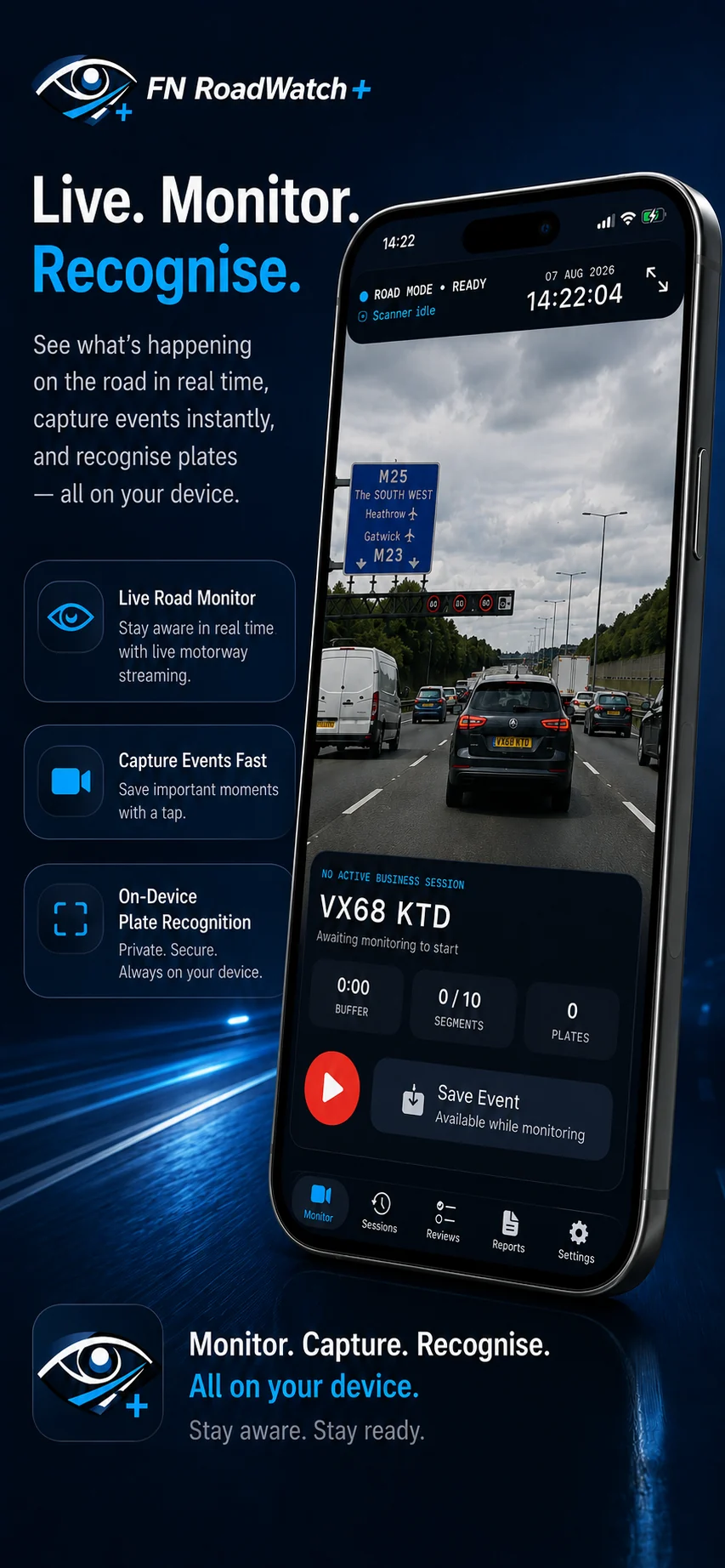FN Roadwatch+ monitoring and recognition promotional screen
