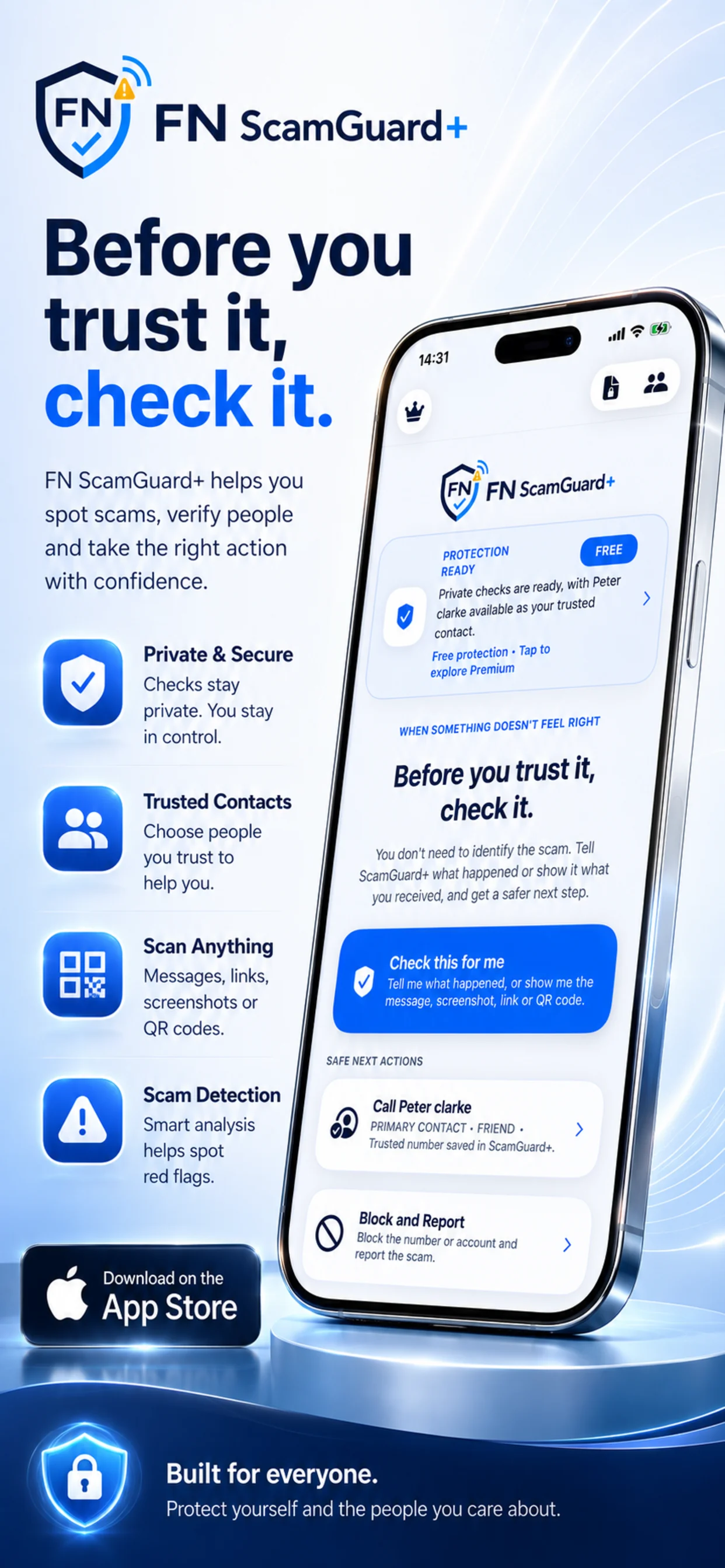 FN ScamGuard+ check before you trust promotional screen