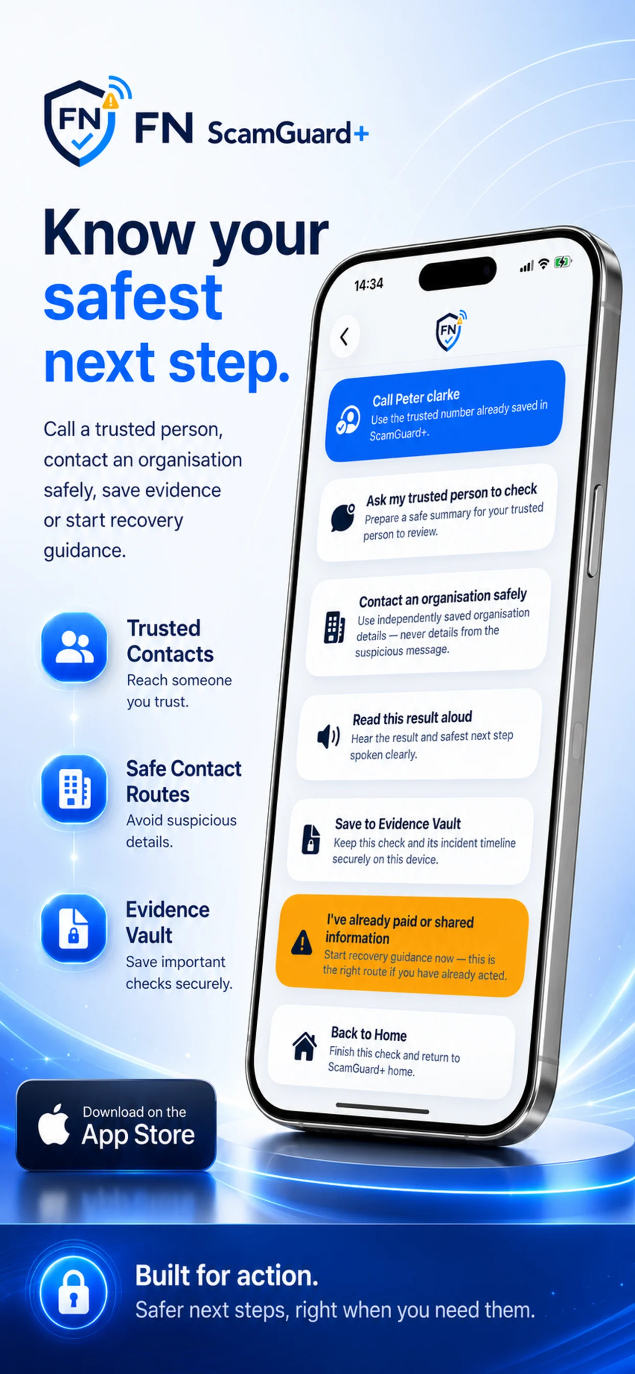 FN ScamGuard+ safest next step promotional screen
