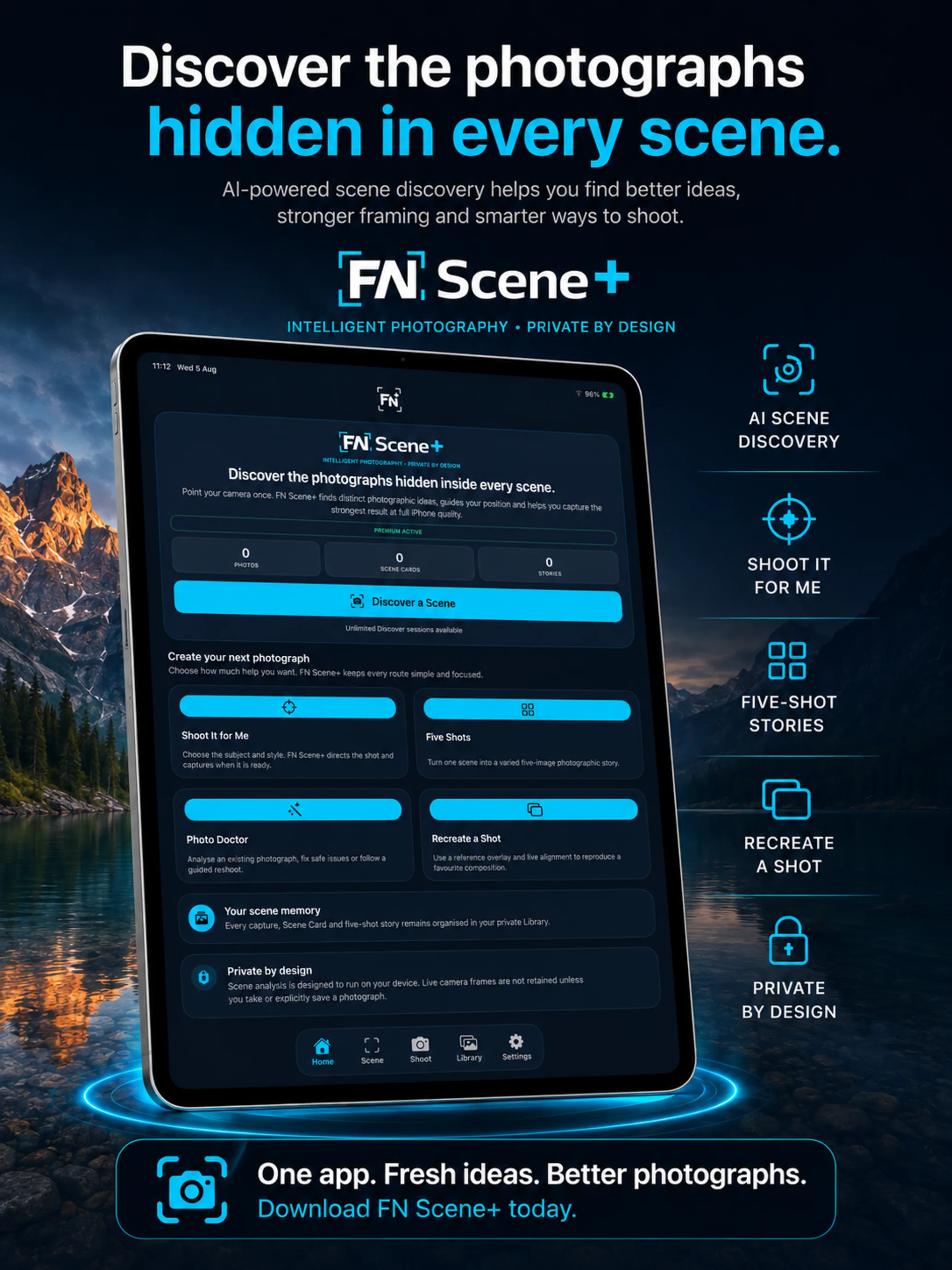 FN Scene+ photography guidance app on iPad