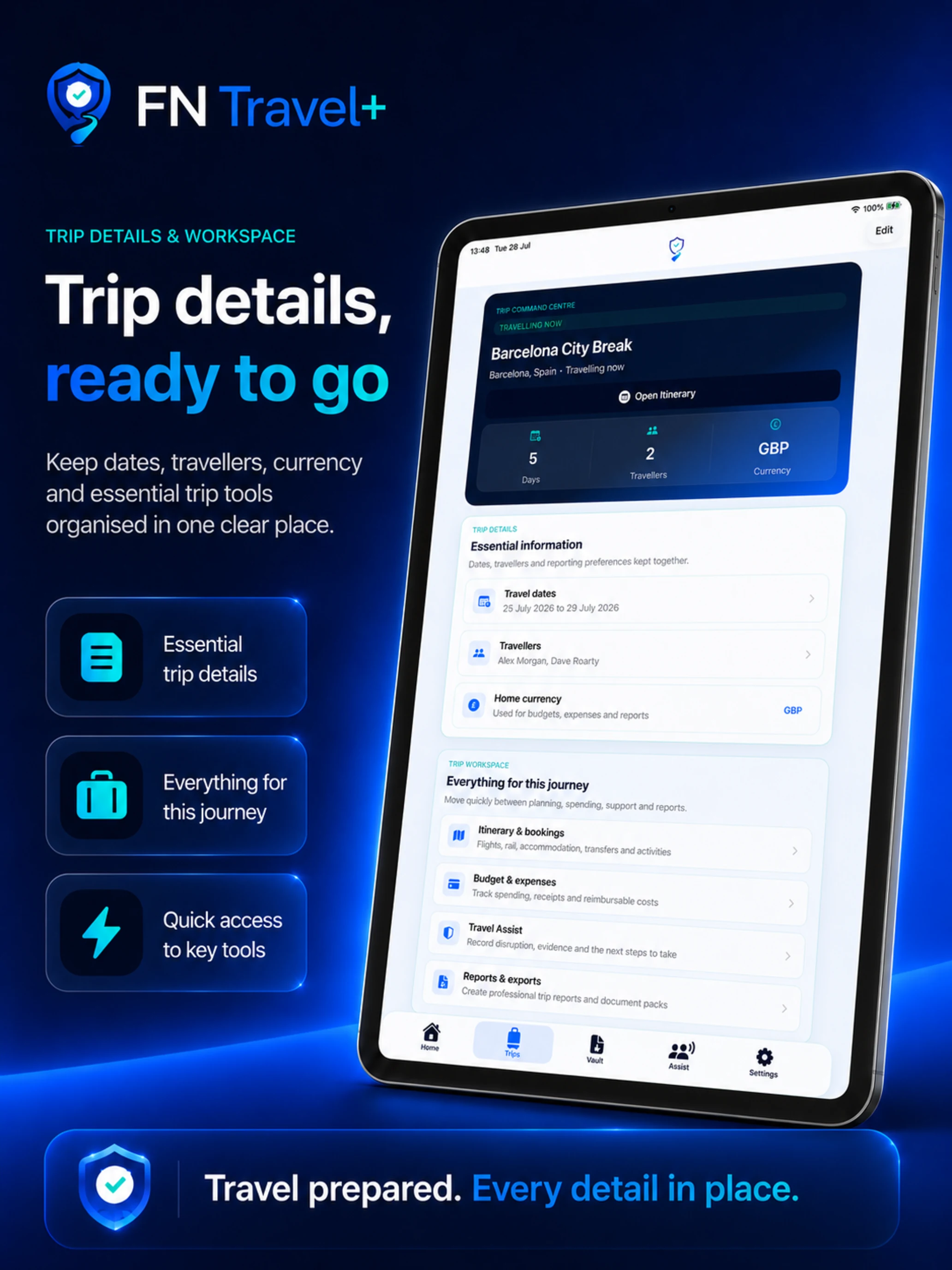 FN Travel Plus iPad itinerary tools