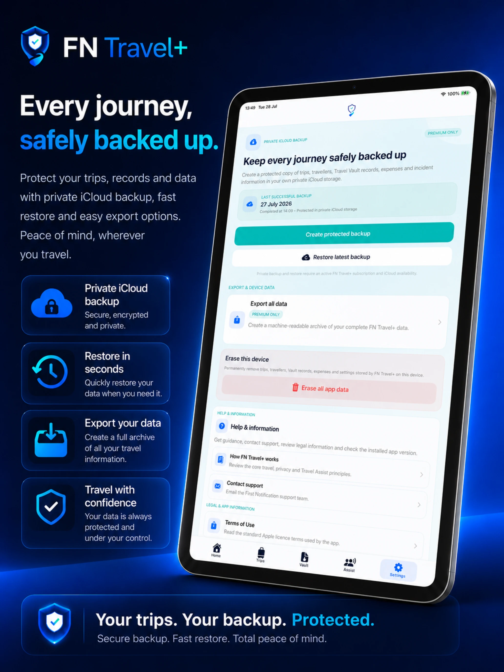 FN Travel Plus iPad travel records