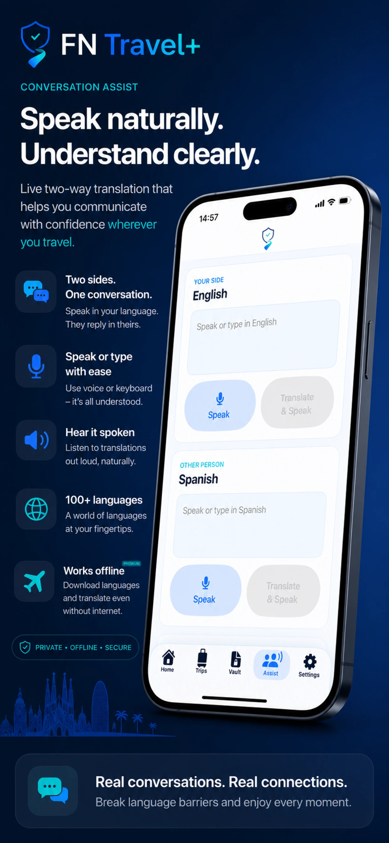 FN Travel Plus AI travel assistance screen